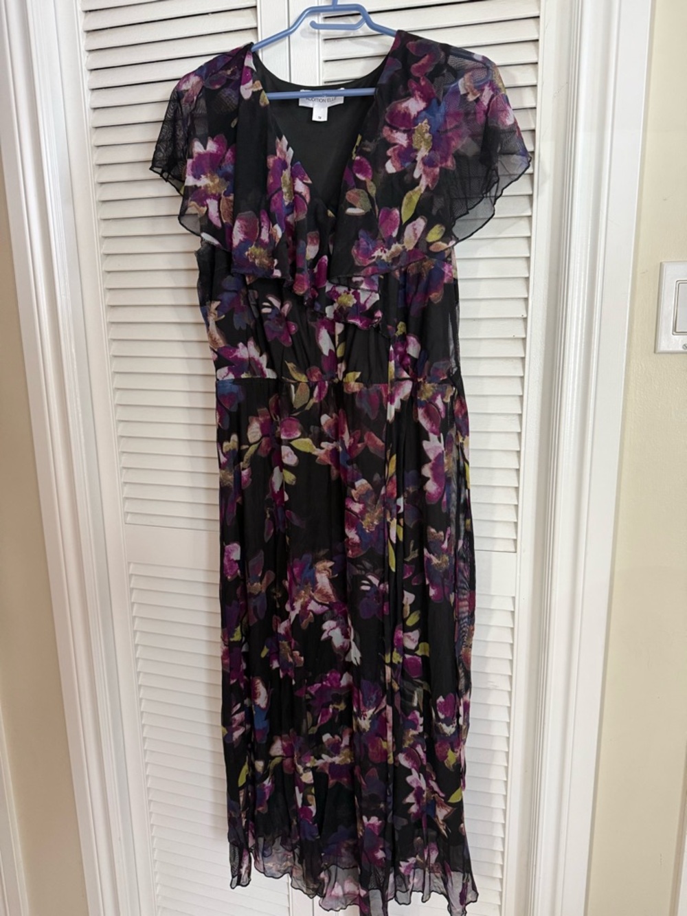 Addition Elle Black Dress with Purple Floral Print